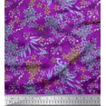 thumbnail image 1 of Soimoi Purple Poly Georgette Fabric Leaves & Floral Hand Drawn Decor Fabric Printed Yard 42 Inch Wide, 1 of 3