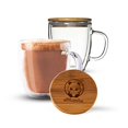 thumbnail image 1 of allBambu Double Wall Glass Mug with Bamboo Lid - 250ml, 1 of 6