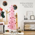 thumbnail image 4 of HOMCOM 6' Artificial Christmas Tree Xmas Slim Tree Holiday Home Décor, Pink, 4 of 10