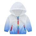 thumbnail image 3 of Kids Sun Protection Zip Hoodie Lightweight Long Sleeve Rash Guard with Hood Swim Cover Up Light Blue 3 Years-4 Years, 3 of 7