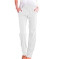 thumbnail image 1 of Timegard Womens Cotton Linen Pants Elastic Waisted Drawstring Straight Leg Solid Color Casual Pants, 1 of 5