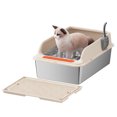 thumbnail image 3 of Stainless Steel Cat Litter Tray, Top Entry Metal Litter Pan with Leakproof Mat Kitty Litter Box Anti Splashing for Multiple Cats, 3 of 7