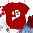 thumbnail image 4 of Chandails Mignons pour Couples Assortis T-Shirt de la Saint-Valentin à Manches Courtes Col Rond Mode Imprimé Cœur Décontracté Respirant Confortable Doux Mari Femme Tee Chandail Tenues Rouge TTG, 4 of 5