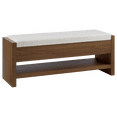thumbnail image 1 of Bouclair Walnut Fabric and Wood Bench, 1 of 8