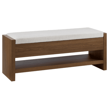 Bouclair Walnut Fabric and Wood Bench