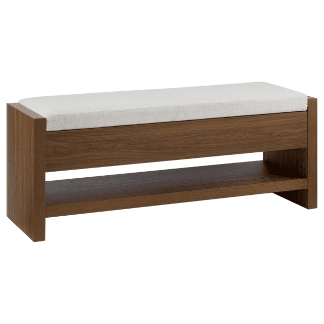 Bouclair Walnut Fabric and Wood Bench