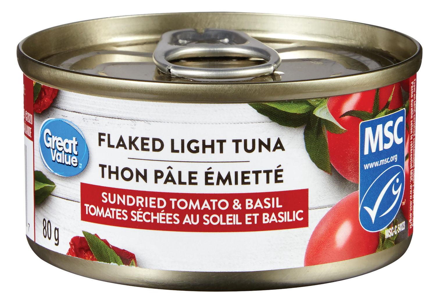 Thon pâle émiétté Great Value, tomates séchées au soleil et basilic