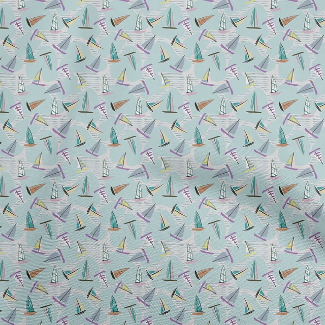 oneOone Rayon Light Blue Fabric Travel Sewing Material Print Fabric By The Yard 56 Inch Wide