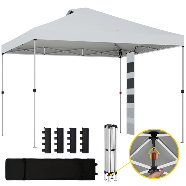 Outsunny 9.6 x 9.6 ft Pop Up Canopy Tent with Pockets, 1-Button Push