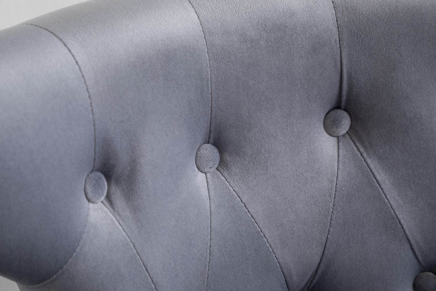 Chaises de salle à manger K-Living Orica en velours capitonné gris avec pieds en acier inoxydable (lot de 2)