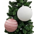 thumbnail image 2 of Holiday Time 4-Count Pink and White Shatterproof Textured Christmas Ornaments, 150MM, 2 of 4