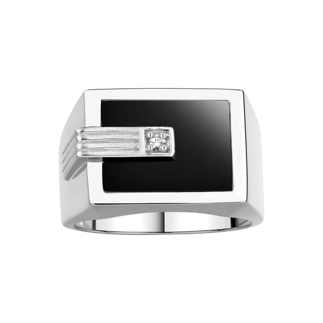 RYLOS Men's Rings 14K White Gold Ring With Diamonds and Blue Quartz Set in Designer Nugget Style Rings For Men Size 11