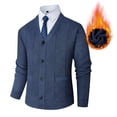 thumbnail image 2 of Cardigans pour Hommes, Cardigan pour Hommes d'Automne et d'Hiver Décontracté Coupe Régulière Uni à Manches Longues Col en V à Boutons avec Poches, Veste Chandail Tricotée Élastique Doublée en Molleton, Cardigan pour Hommes P, 2 of 7