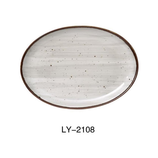 Yanco LY-2108 Lyon 8 x 5.5 x 0.75 in. Coupe Plat&44; Glaçure Réactive - Pack de 36