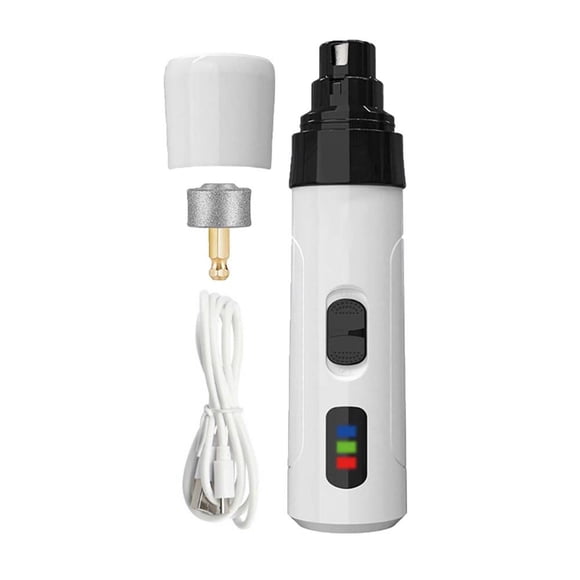 Feltree Professional Rechargeable Dog Nail Grinder - Quiet Electric Pet Nail Clipper with LED Light, 2 Speeds & 3 Ports for Cats and Small to Large Dogs, USB Cord, Safe & Painless Nail Trimmer