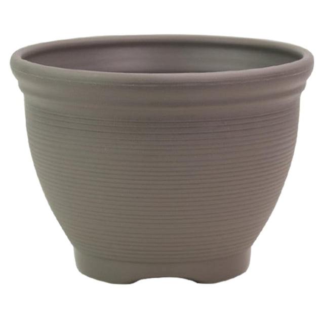 Modern Planter Planter Indoor Outdoor Planters Flower Pots L L made of durable gray resin with a smooth gloss finish and fashion line texture. UV resistant and designed with small drainage holes for efficient water flow and air circulation. Ideal for home, garden, patio, balcony, and more. Dimensions: 23.5x14x24.5cm (9.25x5.5x9.64 inches).