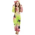 thumbnail image 3 of MKOSPLRT Girls Fleece Zip Up Jumpsuits Kids Hooded Rompers Fuzzy Onesie Warm Cute Strars Gradient Sleepwear Winter Clothes 5-15 Years, 3 of 7