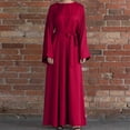 thumbnail image 2 of Abaya Kaftan pour Femmes Robe Musulmane Couverture Complète Robe Ethnique de l'Aïd Fluide Élégante Ceinturée Plissée Longue Robe, 2 of 5