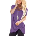 thumbnail image 2 of Pompotops Femmes Mode Solide V Cou T-shirt Manches Courtes Chemisier en Vrac Tops, 2 of 8