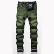 EGNMCR Jeans for Men, Men's Elastic Waist Loose Fit Denim Pants, Mens Pull On Jeans Men's New Fashion Have Pockets Button Zipper Personality Denim Trend Jeans Men Denim jeans