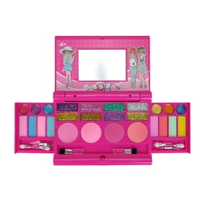 Qocolhg Kit de maquillage pour enfants pour kit de maquillage lavable pour fille, Plier la palette de maquillage avec miroir, Make Up Toy Cosmetic Kit Cadeaux pour filles, Cadeaux de Noël pour enfants