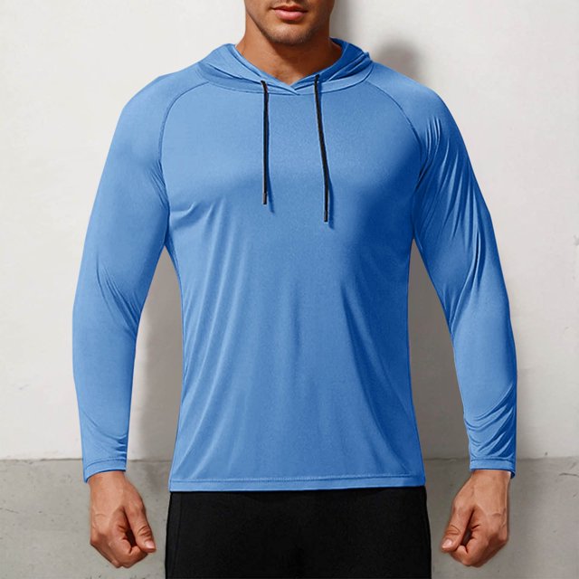 Gym Shirts for Men Long Sleeve UPF 50+ Sun Shirts Compression Fit Fishing Shirt Raglan Quick Drying Workout Hoodies