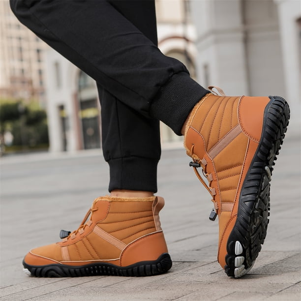 dress winter boots for men YOURDIARY Mens Barefoot Snow Waterproof Shoes with Faux Fur Lining Wide Toe Box Zero Drop Ankle-High Boots Shop Indian Beach Wedding proof upper Color:Bridal Silver* Edit:ARCHIPELAGO