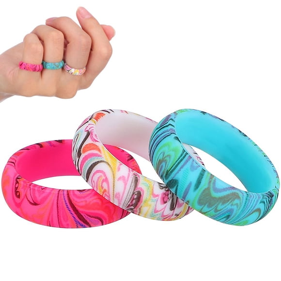 EIMELI 3pcs Silicone Rings Wedding Rubber Bands Skin Friendly Multi Color  Everyday Wear And Special Occasions