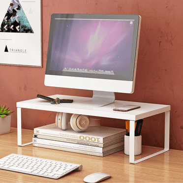 FTCBJJA Support Surélevé pour Moniteur de 20 Pouces, Supports pour Moniteur d'Ordinateur pour Ordinateur de Bureau, Portable, Petite Imprimante, Bureau Blanc