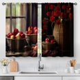 thumbnail image 1 of Farmhouse Apple Fruit Kitchen Curtains - Art Small Short Cafe Curtains Country Rustic Retro Vintage Flower Tier Curtains Decor for Living Dining Room Rod Pocket Window Drapes 2 Panels 28"x36", 1 of 5