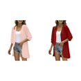 thumbnail image 1 of 2 Pack(Pink 1PCS & Red 1PCS) Multipack Women Casual Cardigan Three Quarter Sleeve Open Front Lightweight Dots Cardigan Draped Ruffles Cardigan, 1 of 7