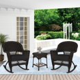 thumbnail image 4 of Jeco 3pc Wicker Rocker Chair Set in Espresso with Black Cushion, 4 of 11