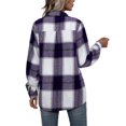 thumbnail image 4 of Women Plaid Flannel Shirt Jacket Button Down Lapel Long Sleeve Shacket Cardigan Coats Fall Spring Clothes, 4 of 5