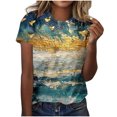 thumbnail image 1 of Penkiiy T-Shirt Imprimé Peinture Florale 3D pour Femmes G Multicolore, 1 of 5