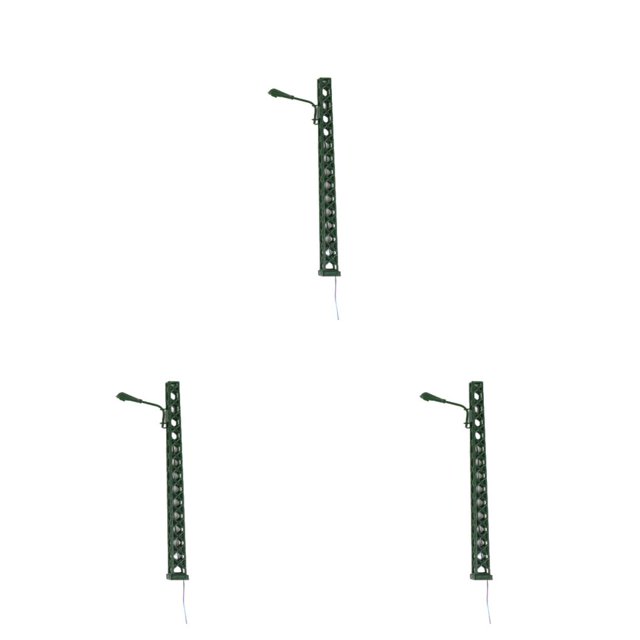 pitrice Model Railway Lamp Classical Pathway Single-Head Lightweight Ladder Streetlights Miniature Outdoor LED Metal Lamppost Green(White Light) 3Set