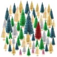 thumbnail image 1 of 60 Pcs Mini Christmas Trees Bottle Brush Trees Tabletop Trees for Christmas House Decoration Diorama Models Christmas Village Accessories (Multicolor), 1 of 1