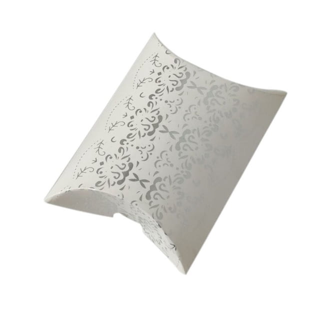 Shengyu 50 Pieces Pillow Candy Box Paper Festival Birthday Celebration Chocolates Favors Snacks Present Storage Package Children Silver Pattern