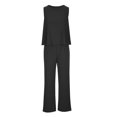 thumbnail image 5 of zanvin Ensembles 2 Pcs pour Femmes, Mode Femmes Été Décontracté Uni Sans Manches Chemisiers Col Rond Hauts Pantalons Longs, 5 of 5
