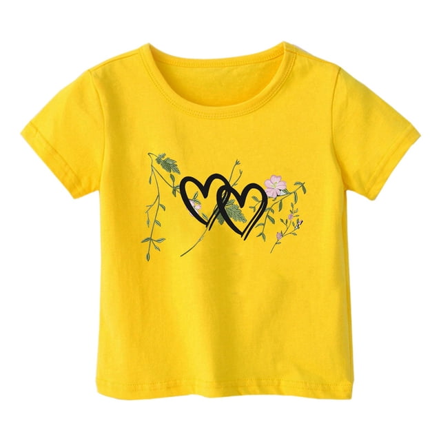 Hfolob Hauts pour Filles Garçon Fille Mode Décontractée Imprimé Col Rond Ample Manches Courtes T-Shirt Haut T-Shirts pour Enfants