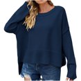 thumbnail image 1 of FAIWAD Women's Ribbed Knitted Pullover Tunic Tops Loose Lantern Sleeve Round Neck Solid Color Blouses Top, 1 of 4
