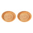 thumbnail image 3 of Thinsony Wicker Woven Round Snack Fruit Bowl Rattan Food Organizer Tray 22x4cm 2Set, 3 of 6