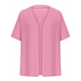 thumbnail image 4 of Huvoen Women's 3/4 Sleeve Shrugged Lightweight Open Front Cropped Cardigan Tops, Large Size Loose Temperament Solid Color Cardigans Pinks xxl, 4 of 7
