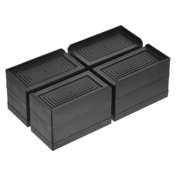 Unique Bargains 3 Inch Furniture Risers Rectangle Bed Lifters Adjustable Stackable Couch Riser, Black 4 Pack