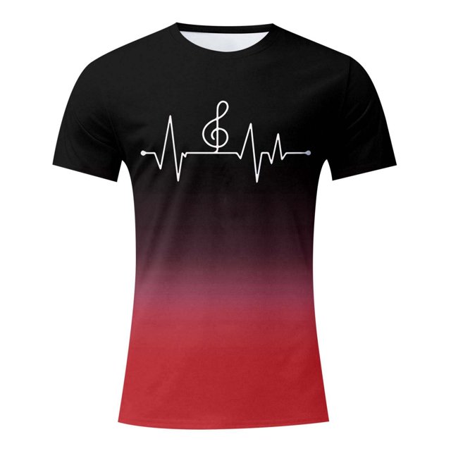 LUOGENLI T-shirts pour Homme pour Hommes T-Shirt à Imprimé Numérique Col Rond Manches Courtes T-Shirt 4TG T-shirts pour Hommes T-shirts Graphiques T-shirts de Pâques pour Hommes T-shirts Graphiques Vintage Vêtements d'Été Rouge TG