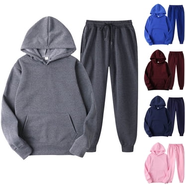 Tranfacy Outfits for Women, Two Piece Sets for Women, 2PCS Sports Tracksuit Long Sleeve Pullover Hoodie and Sweatpants Fall Winter Unisex Suit