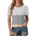 thumbnail image 4 of Plebaso Hauts pour Femmes Chemises à Œillets Manches Courtes T-Shirts Amples Col Rond Décontracté Blouses Tendance, 4 of 6
