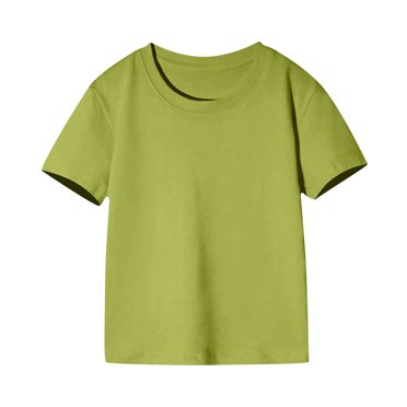 Besolor Toddler Kids Summer T-Shirts Crewneck Short Sleeve Cotton Basic Tees Casual Solid Color Tops for Girls Boys