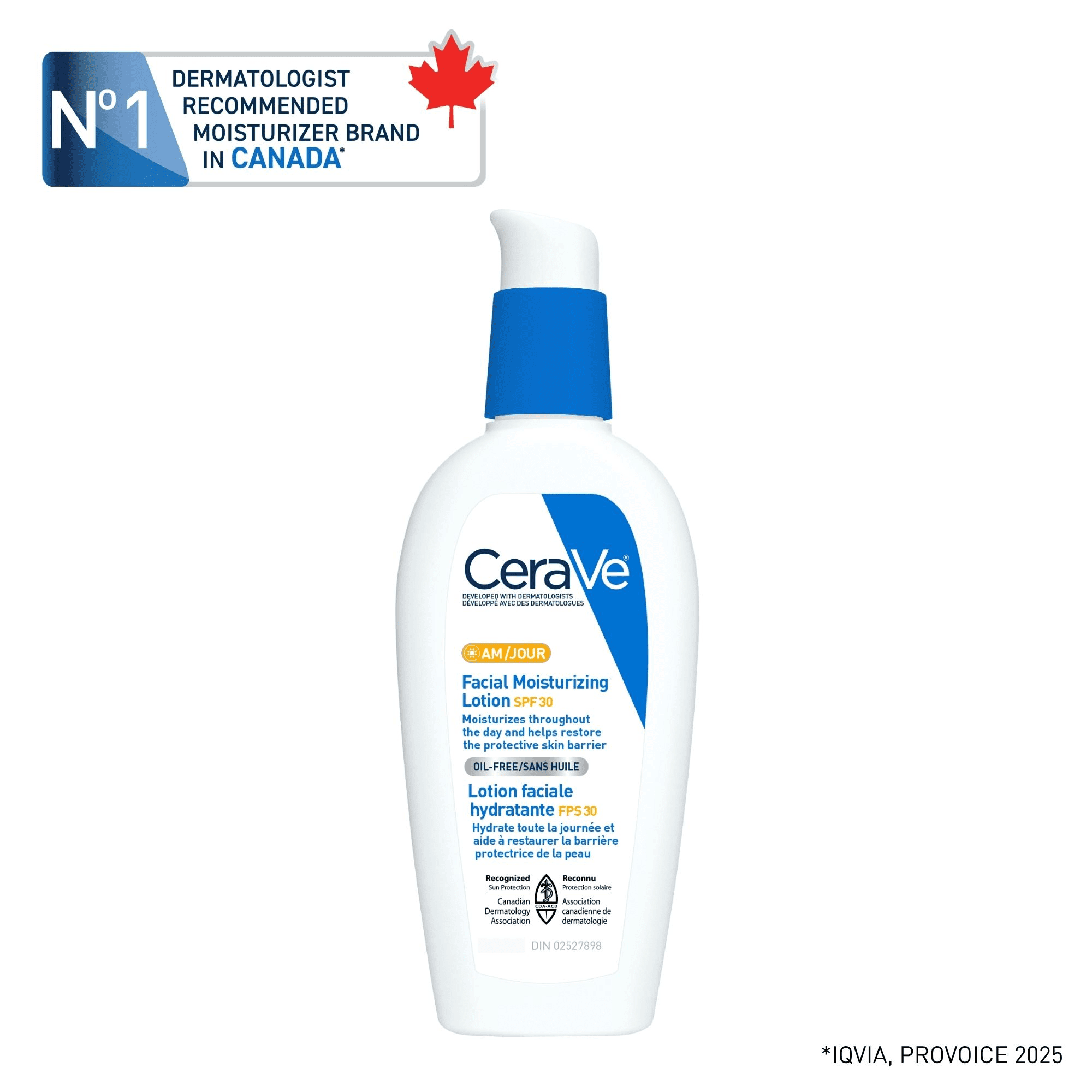 CeraVe Lotion Hydratante AM FPS 30, Hydratant Visage Quotidien avec Céramides et Écran Solaire, 89 ml