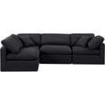 thumbnail image 3 of Meridian Furniture Indulge 129" Linen Fabric L-Shaped Modular Sectional in Black, 3 of 10