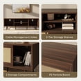 thumbnail image 2 of Bestier Rattan TV Stand for 75" TV, Boho Style, Sliding Doors&2 Tier Storage Shelves, Walnut, 2 of 7